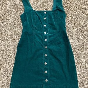 Green corduroy button up dress